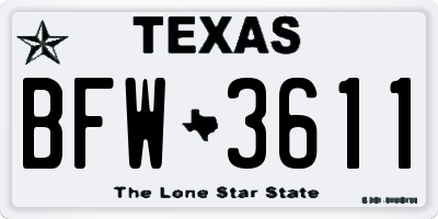 TX license plate BFW3611