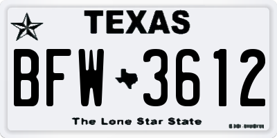 TX license plate BFW3612