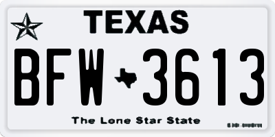 TX license plate BFW3613