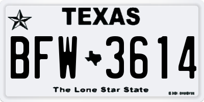 TX license plate BFW3614