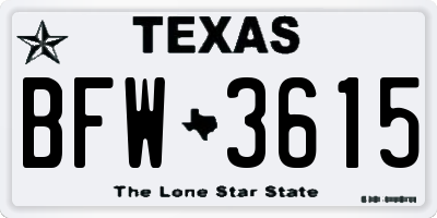 TX license plate BFW3615
