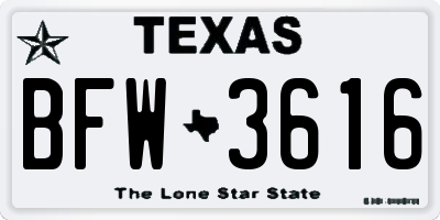 TX license plate BFW3616