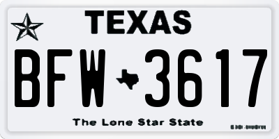 TX license plate BFW3617