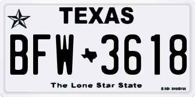TX license plate BFW3618