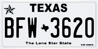 TX license plate BFW3620