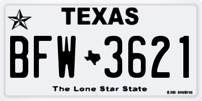 TX license plate BFW3621