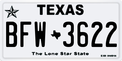 TX license plate BFW3622
