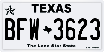 TX license plate BFW3623