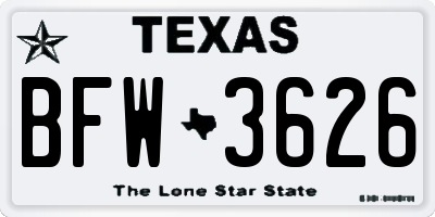 TX license plate BFW3626