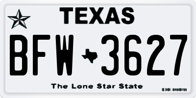 TX license plate BFW3627