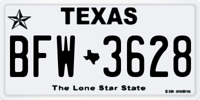 TX license plate BFW3628