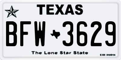 TX license plate BFW3629