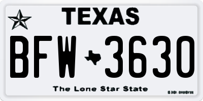 TX license plate BFW3630