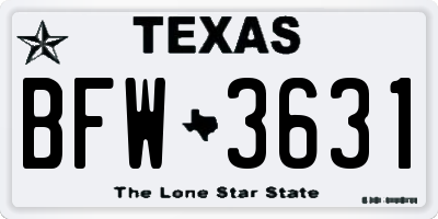 TX license plate BFW3631