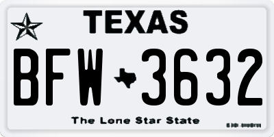 TX license plate BFW3632