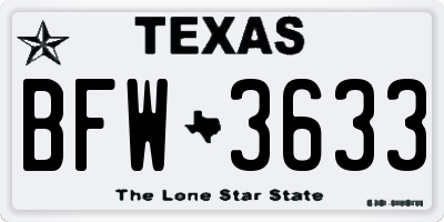 TX license plate BFW3633