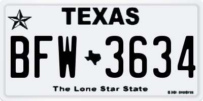 TX license plate BFW3634