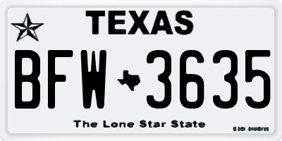 TX license plate BFW3635