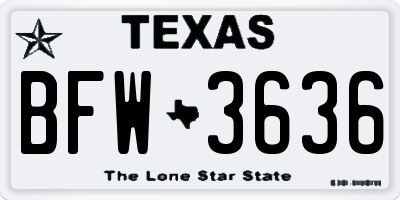 TX license plate BFW3636
