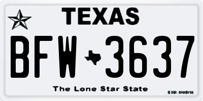 TX license plate BFW3637