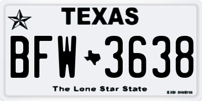 TX license plate BFW3638