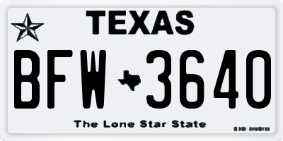 TX license plate BFW3640
