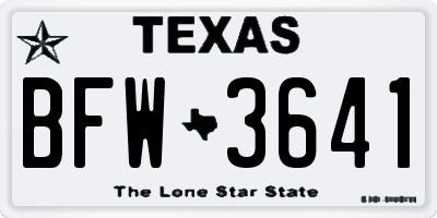 TX license plate BFW3641