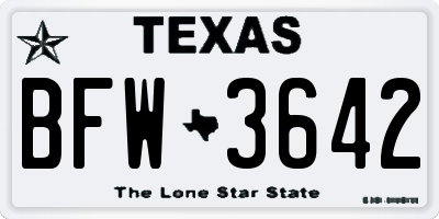 TX license plate BFW3642
