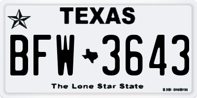 TX license plate BFW3643