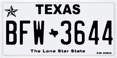 TX license plate BFW3644