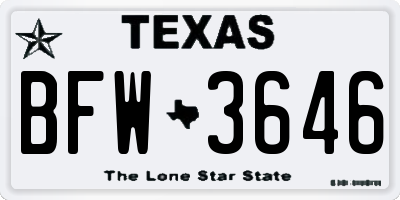 TX license plate BFW3646