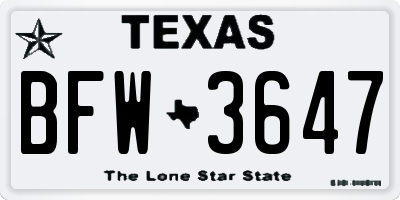 TX license plate BFW3647