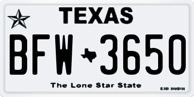 TX license plate BFW3650