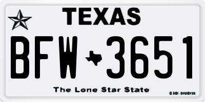TX license plate BFW3651