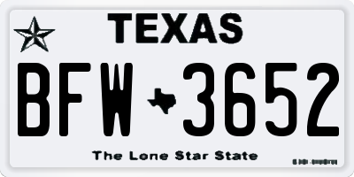 TX license plate BFW3652
