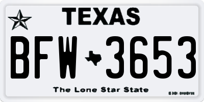 TX license plate BFW3653