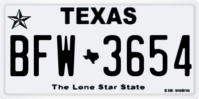 TX license plate BFW3654