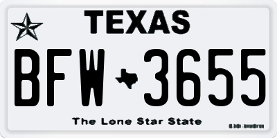 TX license plate BFW3655