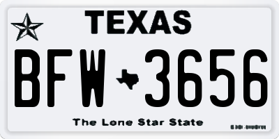 TX license plate BFW3656