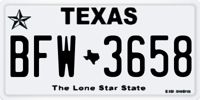 TX license plate BFW3658