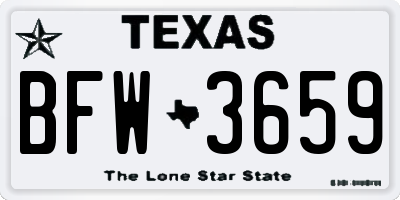 TX license plate BFW3659