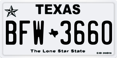TX license plate BFW3660