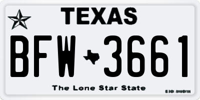 TX license plate BFW3661