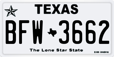 TX license plate BFW3662
