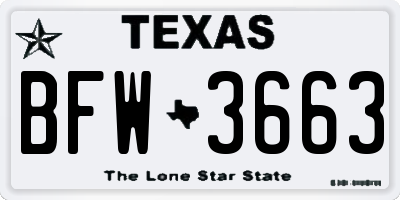 TX license plate BFW3663