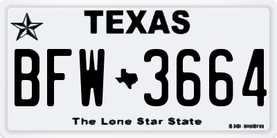 TX license plate BFW3664