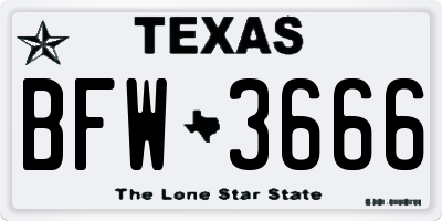 TX license plate BFW3666