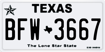 TX license plate BFW3667