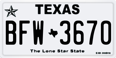 TX license plate BFW3670
