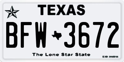 TX license plate BFW3672
